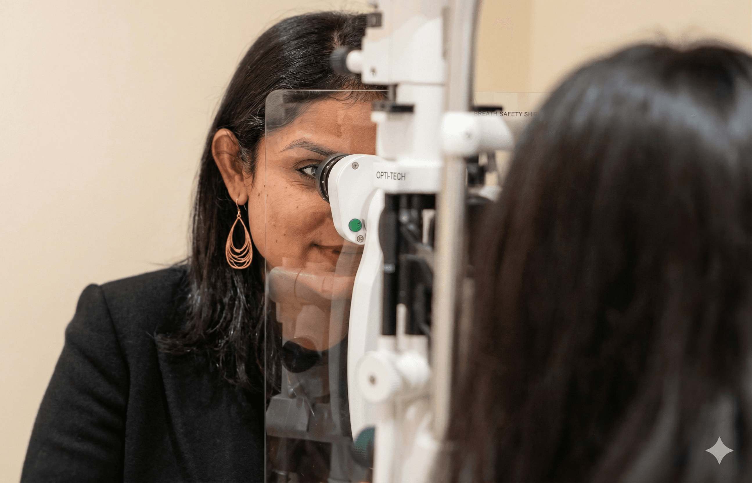 Patient receiving an eye examination